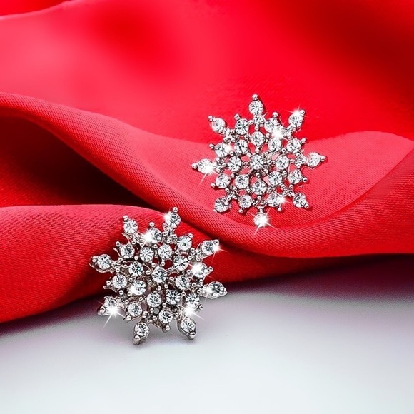 GlitzBlitz Boutique Jewelry - Any 2/$20! Silver Crystal Pave Snowflake Stud Earrings